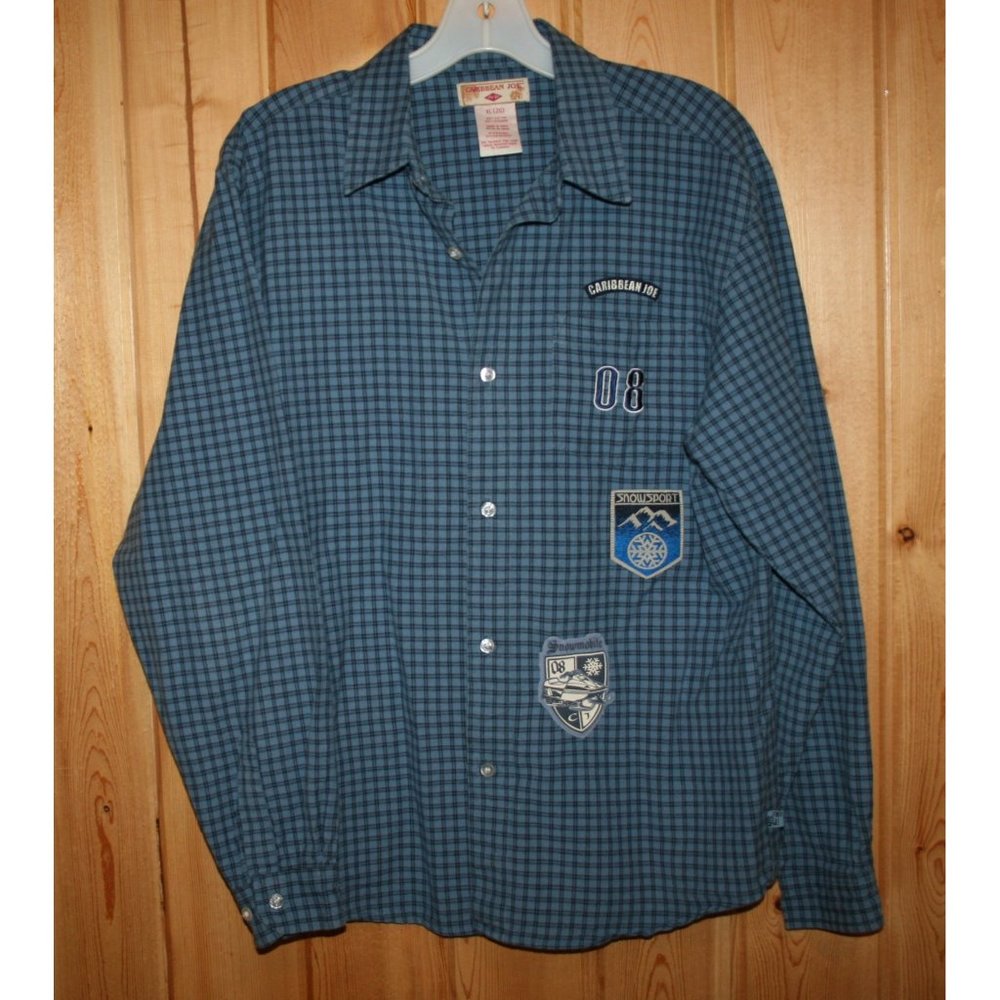 Caribbean Joe Blue Button Front Shirt Boys XL - Size 20